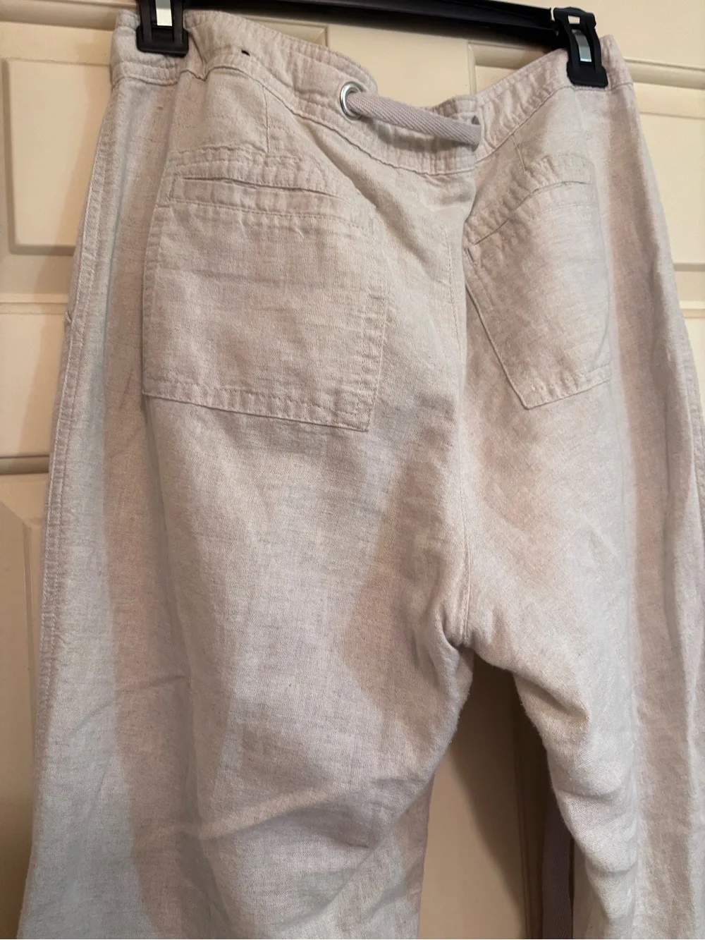 Banana Republic Women's Light Beige Wide-Leg Linen Pants